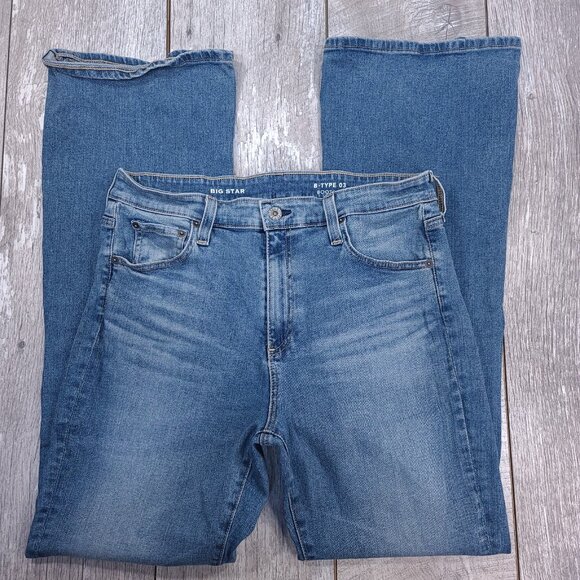 Big Star Jeans Womens 32x32 B-Type High Rise Bootcut Blue Denim Stretch Pants - Picture 4 of 8